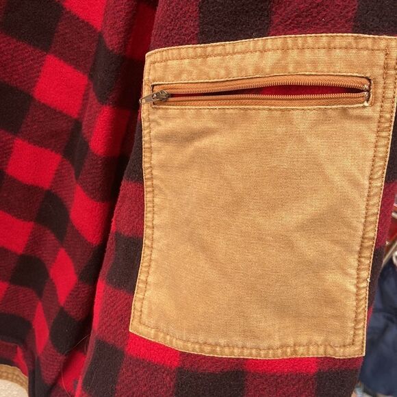 Vintage Walls Brown Duck Canvas Fleece Lined Jacket Red Plaid Insulated 3X Men’s - Picture 8 of 12